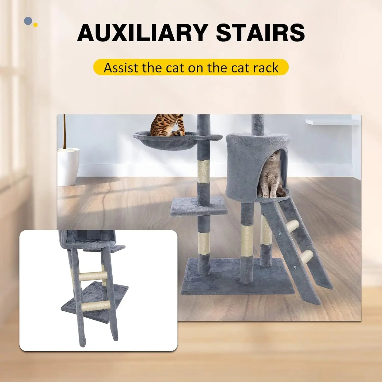 PurrTower™ by DayPlus – 140cm 5-Layer Cat Tree with Hammock & Scratching Posts
