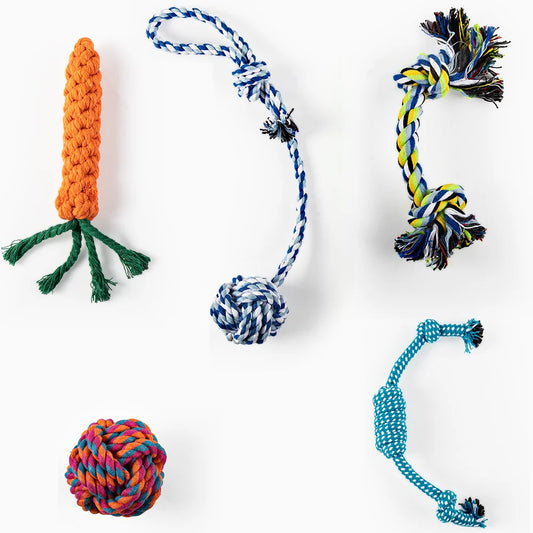 PawPlay™ Dog Toy Mega Pack – 5/10/12-Piece Chew & Tug Toy Set for Active Dogs
