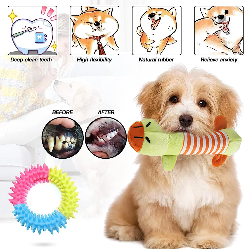 PawPlay™ Dog Toy Mega Pack – 5/10/12-Piece Chew & Tug Toy Set for Active Dogs