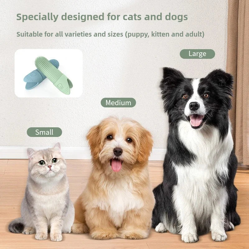 PawDent™ – 360° Silicone Finger Toothbrush for Pets